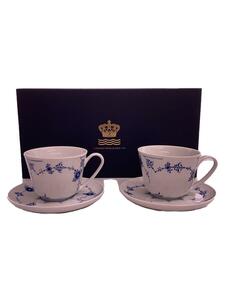 ROYAL COPENHAGEN◆カップ&ソーサー/2点セット/WHT/ブルーフルーテッドプレーン