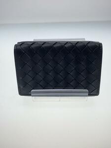 BOTTEGA VENETA◆3つ折り財布/レザー/BLK/無地/レディース