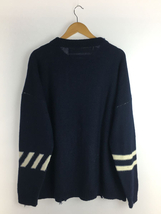 OFF-WHITE◆セーター(厚手)/S/ウール/ネイビー/18AW/OW SWEATER/ダメージ加工_画像2