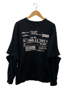 SHAREEF◆SEPARATE SLEEVE BIG SWEAT/スウェット/1/コットン/BLK/プリント/19315044