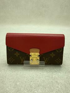 LOUIS VUITTON◆ポルト・フォイユ・パラス_トリヨン_モノグラム・キャンバス_RED/PVC/BRW/モノグラム/レディース