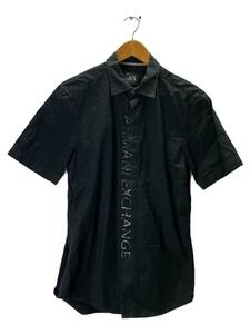 ARMANI EXCHANGE◆アルマーニエクスチェンジ/センターロゴ半袖シャツ/Sサイズ/コットン/ブラック