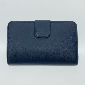 PRADA◆2つ折り財布/レザー/NVY/レディース/サフィアーノ/角擦れ、使用感有の画像2