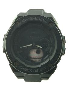 CASIO◆ソーラー腕時計・G-SHOCK/デジアナ/ラバー/BLK/BLK