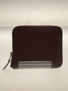 HERMES◆アザップ コンパクトシル/2つ折り財布/レザー/BRW/レディース