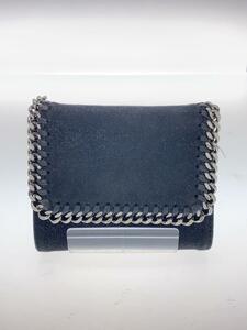 STELLAMcCARTNEY◆FALABELLA SMALL FLAP WALL/3つ折り財布/レザー/BLK/レディース/黒