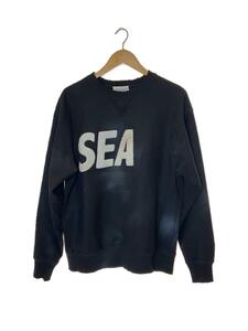 WIND AND SEA◆SEA DAMAGED CREW NECK/スウェット/M/コットン/BLK/WDS-0-SEA-23-Q2-CS-02