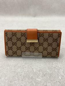 GUCCI◆長サイフ_GGキャンバス/キャンバス/BRW/総柄/レディース