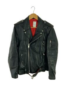  double rider's jacket / long Jean / leather jacket / cow leather / black / plain 