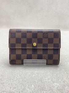 LOUIS VUITTON◆ポルト・トレゾール・エテュイ・パピエ_ダミエ・エベヌ_BRW/PVC/BRW/レディース