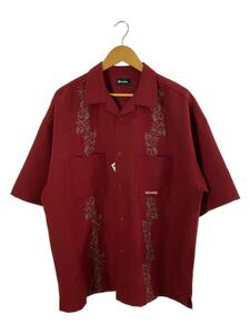 subciety◆CUBA-SHIRT/半袖シャツ/L/ポリエステル/RED/無地/105-22440