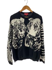 Supreme◆セーター(薄手)/L/コットン/BLK/総柄/Big Cats Jacquard