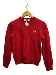 PLAY COMME des GARCONS◆セーター(薄手)/M/ウール/RED/AZ-N001