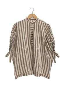 TOMORROWLAND* effect stripe band color blouse / no sleeve blouse /36/ rayon /BEG/ stripe 