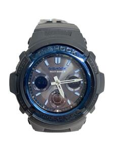 CASIO◆ソーラー腕時計・G-SHOCK/デジアナ/ラバー/BLK/BLK/SS