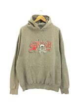 STUSSY◆MADE IN USA/ロゴ/スカル/パーカー/XL/コットン/GRY/プリント_画像1