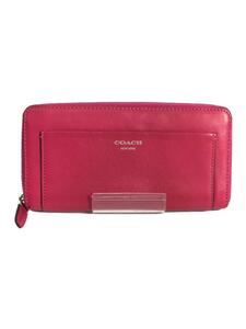 COACH◆長財布/レザー/PNK/無地/レディース