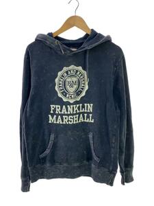 FRANKLIN&MARSHALL◆ロゴパーカー/S/コットン/ブラック/ユーズド加工