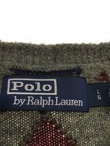 POLO RALPH LAUREN◆ニットベスト(薄手)/L/ウール/GRN/チェック/タグ付き/アーガイル_画像3