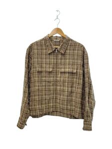 AURALEE◆LINEN SILK CHECK ZIP BLOUSON/23ss/3/BRW/チェック/A23SB01NC