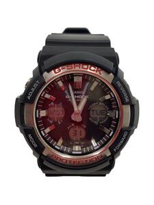 CASIO◆ソーラー腕時計・G-SHOCK/デジアナ/ラバー/BLK/BLK/SS/GAW-100