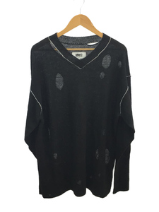 Maison Margiela◆セーター(薄手)/S/アルパカ/BLK/DISTRESSED KNIT SWEATER