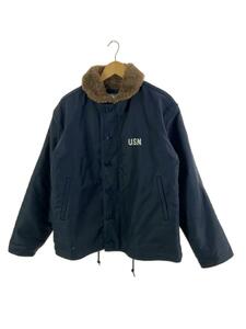 HOUSTON◆デッキジャケット/42/コットン/NVY/無地/5N-1/N-1 DECK JACKET/汚れ有