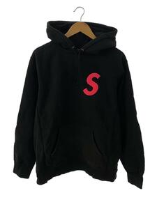 Supreme◆19FW/S Logo Hooded Sweatshirt/パーカー/L/コットン/BLK/無地