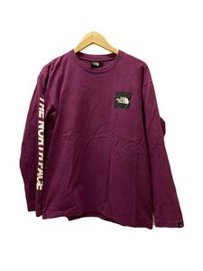 THE NORTH FACE◆L/S SQUARE LOGO TEE_ロングスリーブスクエアロゴティー/L/コットン/PUP