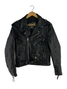  double rider's jacket /-/ leather /BLK/ plain first genuine leather