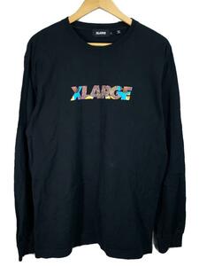 X-LARGE◆プリントロゴ/長袖Tシャツ/L/コットン/BLK/01193119