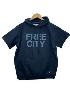 FREE CITY◆パーカー/3/コットン/BLK/プリント/半袖