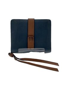 LOEWE◆バーティカルコンパクトジップウォレット/2つ折り財布/レザー/BLU/レディース