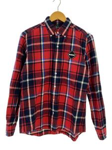 F.C.R.B.(F.C.Real Bristol)◆BIG LOGO FLANNEL B.D SHIRT/長袖シャツ/M/コットン/RED/チェック