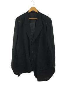 yohji yamamoto POUR HOMME◆21SS/3Bテーラードジャケット/アウター/2/リネン/BLK/コレクション/HD-J11-303-2A