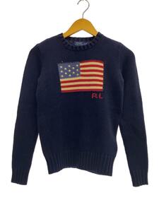 POLO RALPH LAUREN◆セーター(厚手)/XS/コットン/NVY/無地