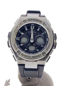 CASIO◆ソーラー腕時計・G-SHOCK/デジアナ/ラバー/BLK/BLK