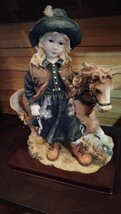 少女と馬★ポニー★置物★彫刻　人形★石膏_画像1