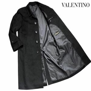 未使用級◎希少XL相当【最高級ピュアカシミヤ100%】VALENTINO/ヴァレンティノ ロング丈 ステンカラーコート 黒ロングコート 黒/ブラック 