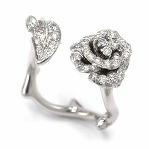  Christian Dior bowadu rose ring #49 7 number K18WG diamond JBAG94038 white gold flower rose rose used free shipping 