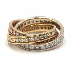 Cartier Slee Bangles Ring Full Diamond #51 8,5 K18YG K18WG K18PG Новое завершение 3 -й трех цветового золота Используется бесплатная доставка