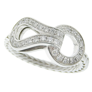 カルティエ アグラフリング ダイヤモンド #48 8号 K18WG B4217548 新品仕上済 ホワイトゴールド 指輪 バックルモチーフ 中古 送料無料