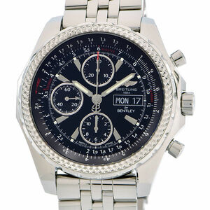 [3 year guarantee ] Breitling men's Bentley GT A1336224/BB57 A13362 box guarantee chronograph Date black self-winding watch wristwatch used free shipping 