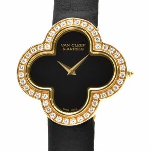 [3 -моя гарантия]] Van Cleef &amp; Arpel Ladies Alhambra Mid Lium Model Vcarn5hz00 K18YG Diamond Quartz Watch Используются бесплатная доставка