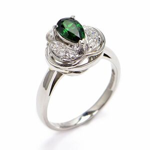 0,74CT натуральное зеленое кольцо Германде 13 Pt900 Всего 0,12CT натуральное алмазное пара