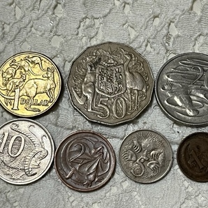 オーストラリア コイン 硬貨 各種 ７種類 古銭 旧硬貨 1ドル 50セント 20セント 10セント 5セント 2セント 1セントの画像1