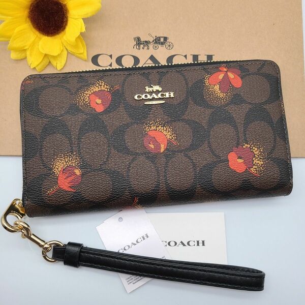 COACH 長財布 新品 ブラウン ブラックマルチ 最新作 レザー レディース