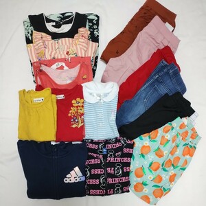 女の子１１０サイズ１４点セット! パーカー、ボトムス、Ｔシャツ、ワンピース、 adidas、FILA、H＆M、branshes　＋６点追加