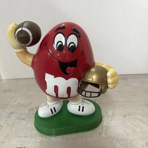 3120　M&M's エムアンドエムズ チョコレートディスペンサー アメフトフィギュア オブジェ USA　ヴィンテージ　雑貨 中古