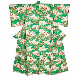 小紋 袷着物 着物 きもの カジュアル着物 リサイクル着物 kimono 中古 仕立て上がり 身丈161.5cm 裄丈66cmの画像7